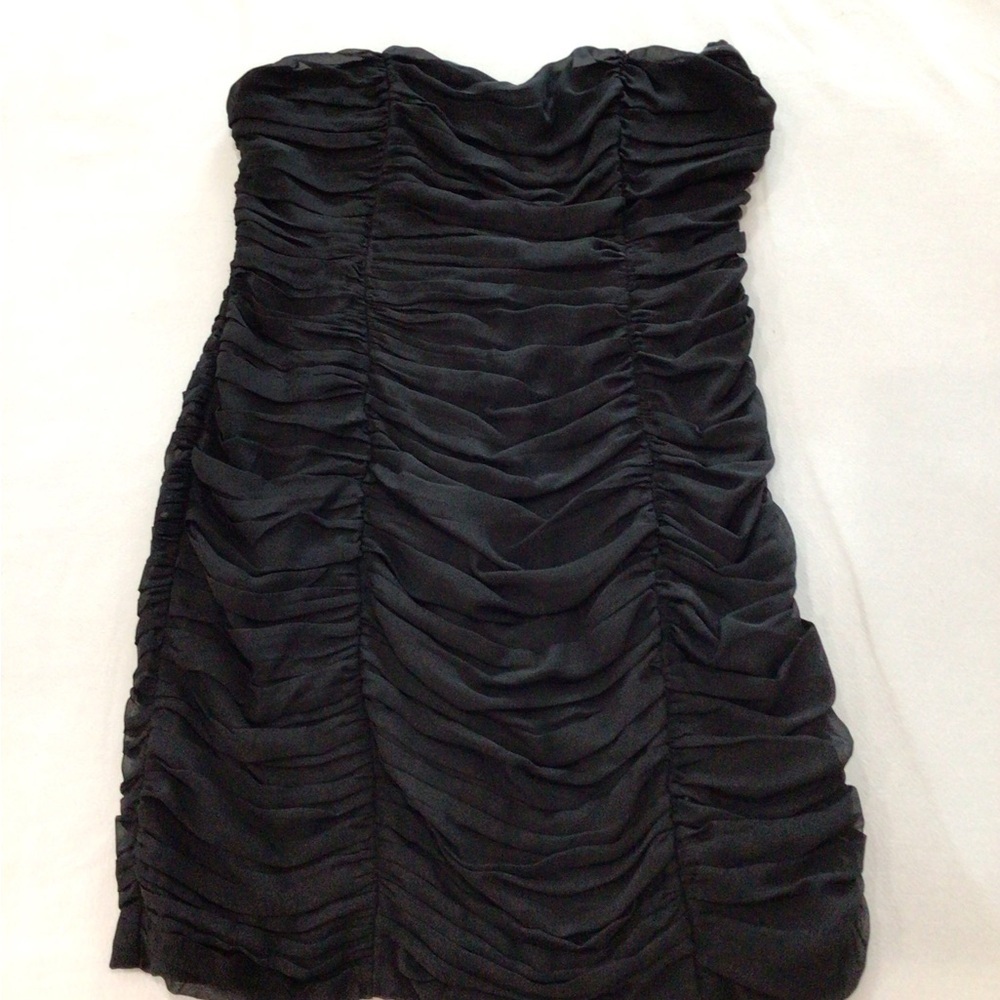 Charlotte Russe Black Strapless Sweetheart Neckline Ruched Cocktail Dress Size12 - Picture 4 of 9